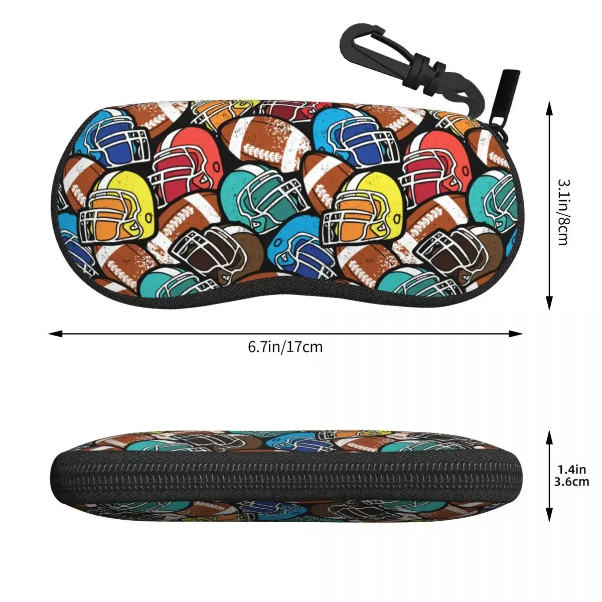 مخصص كرة القدم الأمريكية الرجبي النظارات القضية مع سستة النظارات الشمسية حقيبة النيوبرين المحمولة نظارات واقية حامل النظارات #2