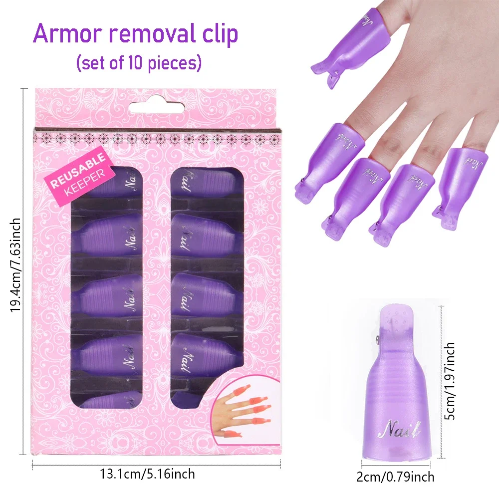 مجموعة مشبك أظافر مكونة من 10 قطع قابلة لإعادة الاستخدام لإزالة طلاء الأظافر الأكريليك وطلاء الأظافر - مجموعة أدوات إزالة فن الأظافر الاحترافية #6