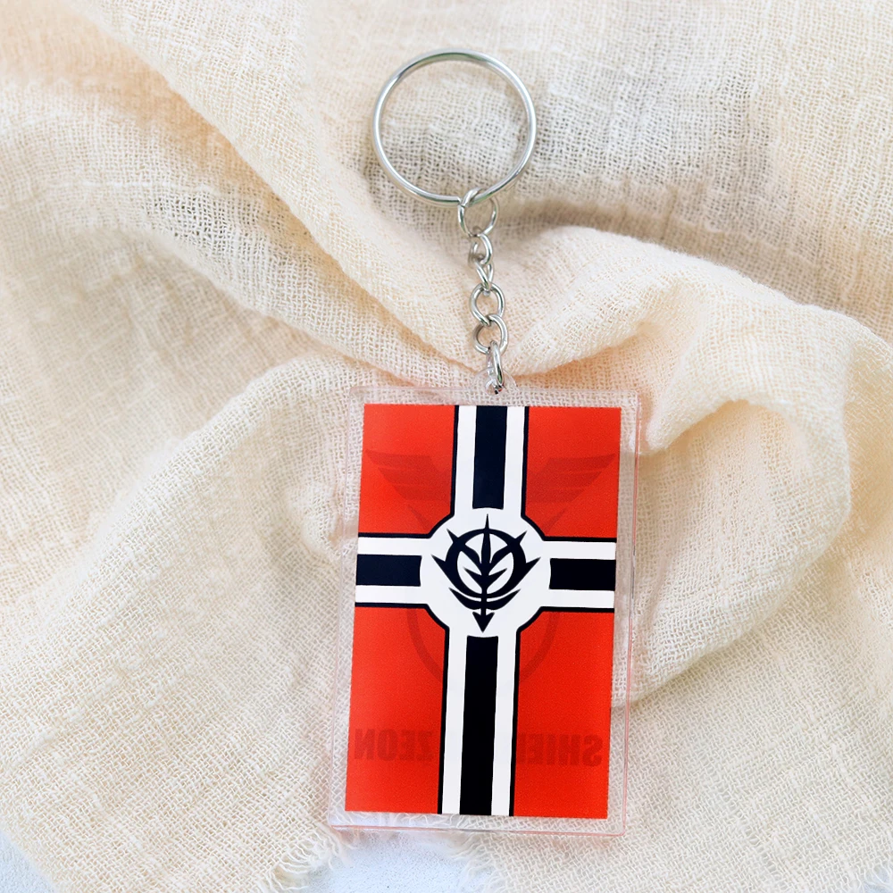Principality Of Zeon Flag Acrylic Keychain Anime Mobile Suit Gundam Badge Keyring Fan Collectible Accessory