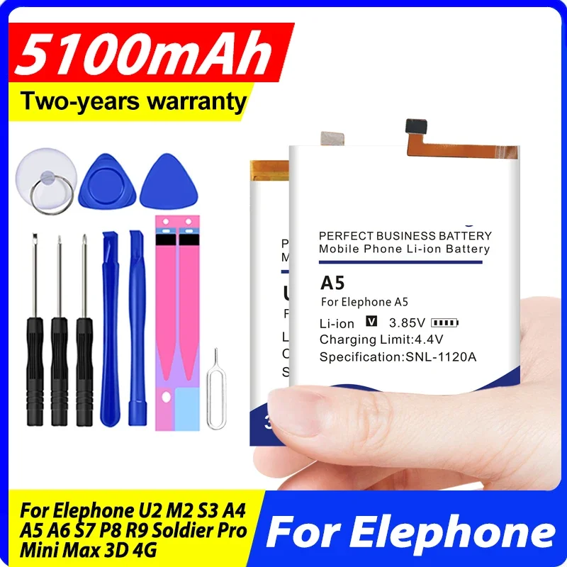 For Elephone Soldier Elephone M2 Elephone S3 Battery For Elephone U2 M2 S3 A4 A5 A6 S7 P8 R9 Soldier Pro Mini Max 3D 4G + Tool