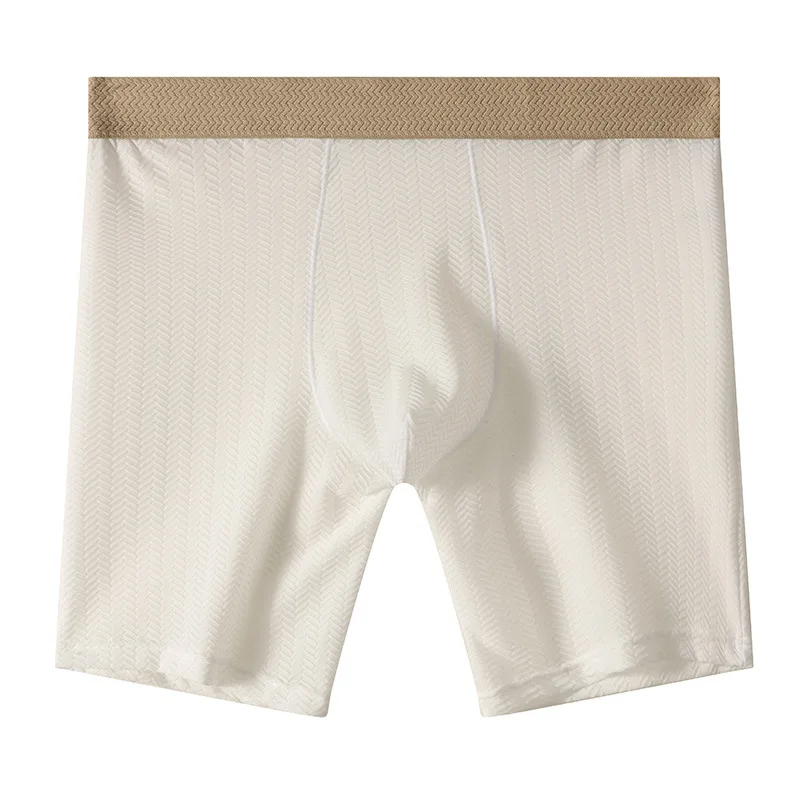 Ropa interior para hombre, Boxer, pantalones cortos para hombre, panites de seda helada de nailon, cómoda bolsa convexa en U, ropa interior de pierna media larga, bañadores para hombre