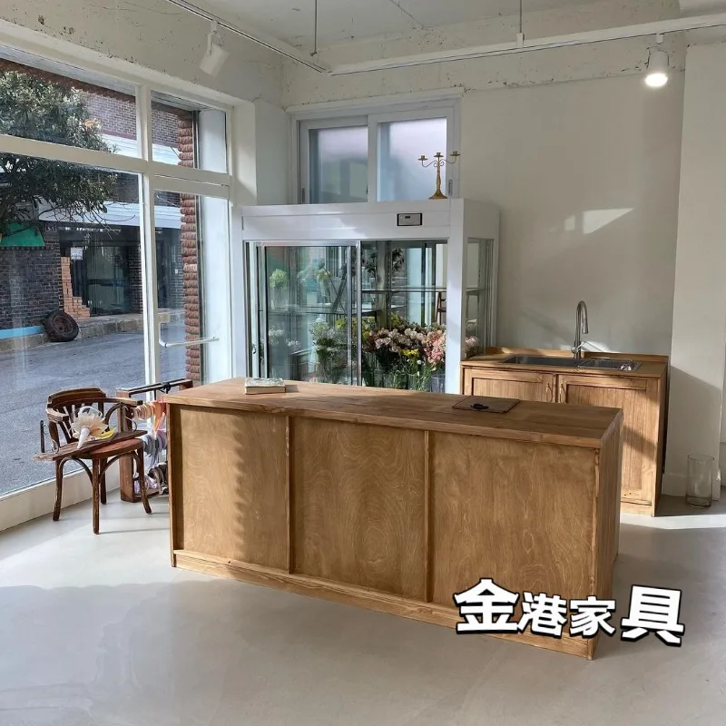 Solid wood checkout page Clothing shop Bar Flower shop Display checkout page Bread coffee shop Operator Nakajima counter