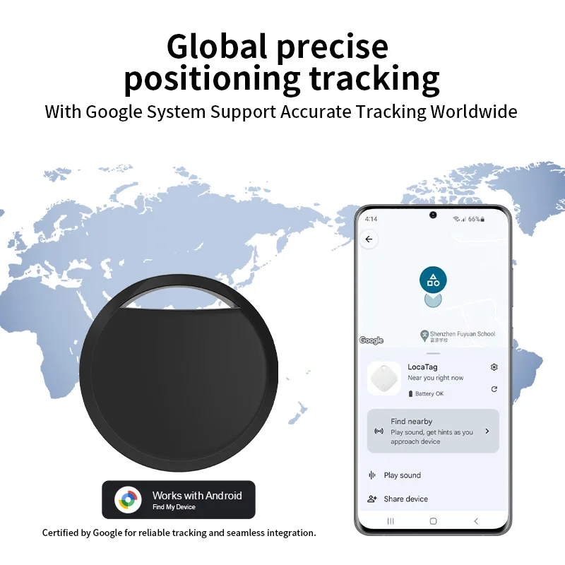 Android Airtag GPS Tracker Smart Tag Find My Device Google Mini Locator Bluetooth Tracking Location Finder Search Keys Cat Dog