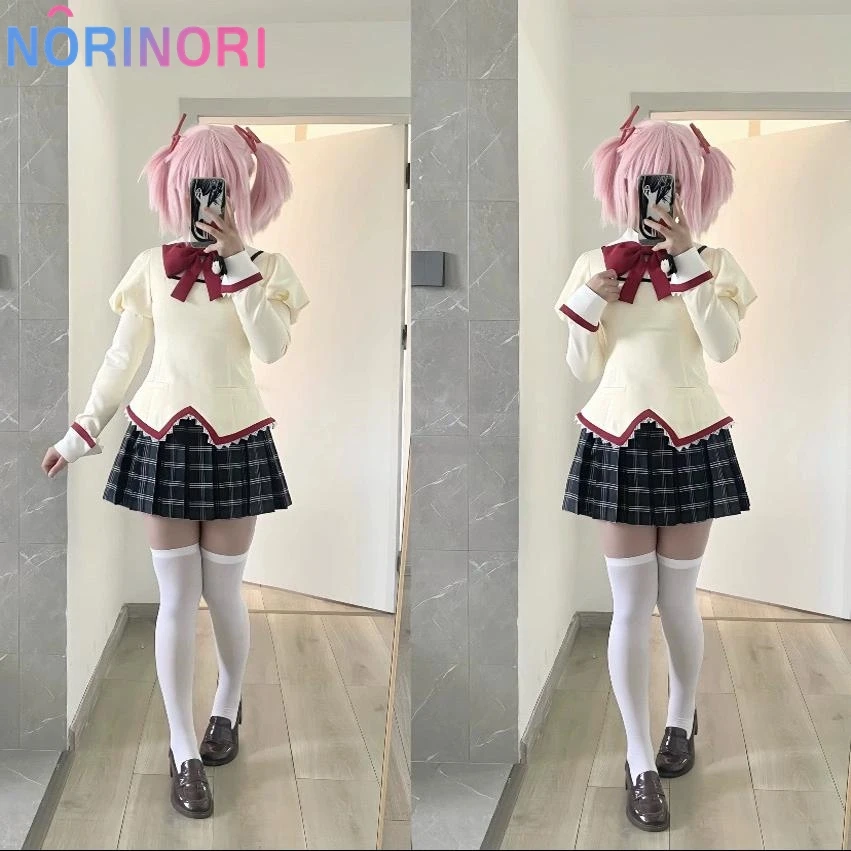 Kaname Madoka Anime Puella Magi Madoka Magica Cosplay Kostuum Kleding Pruik Schoenen Uniform Cosplay Akemi Homura Tomoe Mami Set