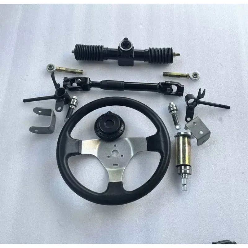 Homemade four-wheel electric vehicle kart accessories, front steering machine steering wheel steering machine kit 12/10MM horns