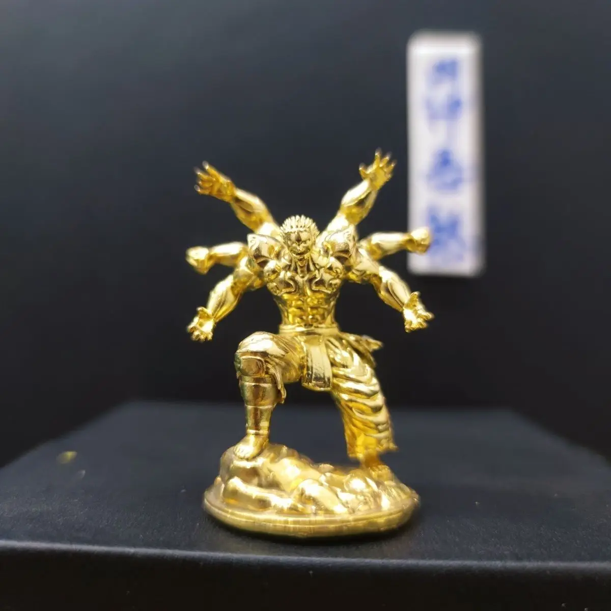 

​​Pure Copper Miniature Apsara Six-Arm Warrior Statue - Decorative Figurine for Home/Desk Accent, Collectible Copper Decor