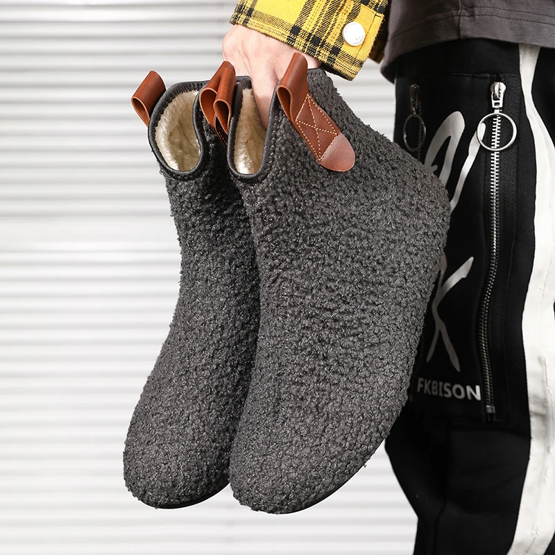 

MAEDEF Men's Cotton Shoes Men Boots Man Warm Home Slippers Soft Comfortable Plush Man Sports Shoe Thin Bottom Male Walking Shoes