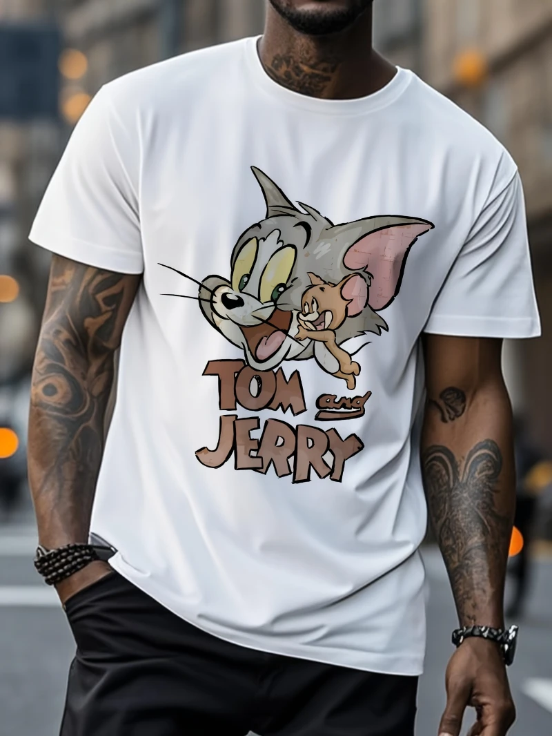 جديد 2025 الصيف توم وجيري رجل خمر الكرتون طباعة تي شيرت لينة تنفس الراقية الفاخرة لكل من الرجال والنساء #6