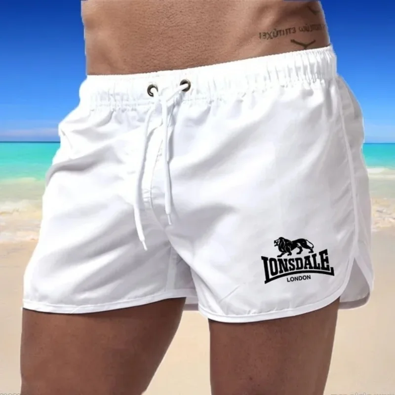 Nieuwe Zomer Heren Strandshorts Met Lonsdale Print Sport Hardloopshorts Zwemshorts Shorts Snel Droog Sportboardshort