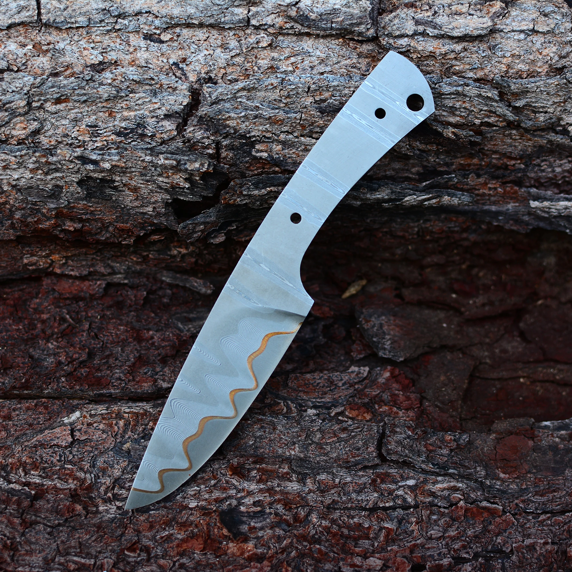 DIY Full Tang Knife Blank Damascus Steel Copper Layer Blank Blade Kitchen Chef Utility Knife Making Material