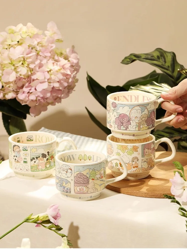 

Кружки Cerc с высокой эстетической ценностью для офиса, чашки для напитков без крышки, дизайн с мультяшными персонажами, универсальное применение