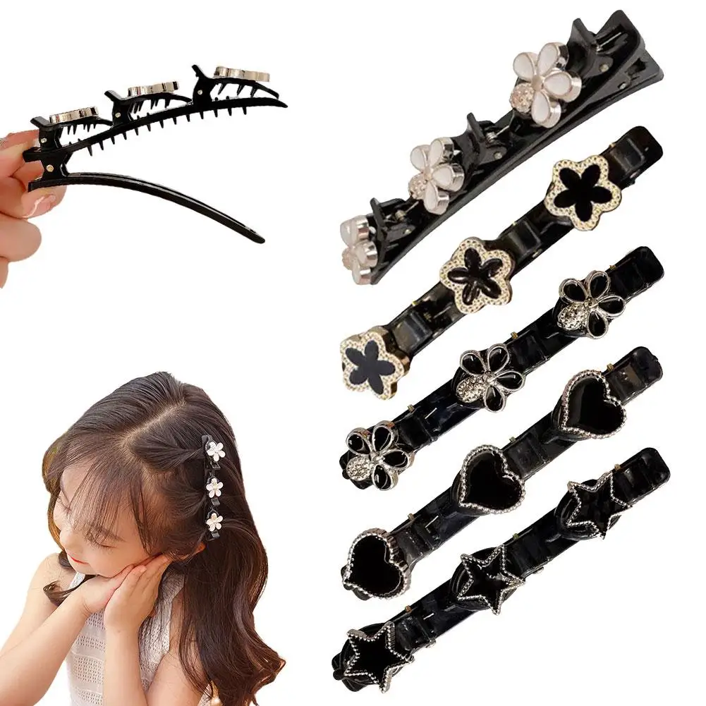 Double Layer Sparkling Crystal Stone Braided Hair Clips Bangs Hair Clip Hairpin Braid Hairgrip Hair Accessories For Woman G U2A7