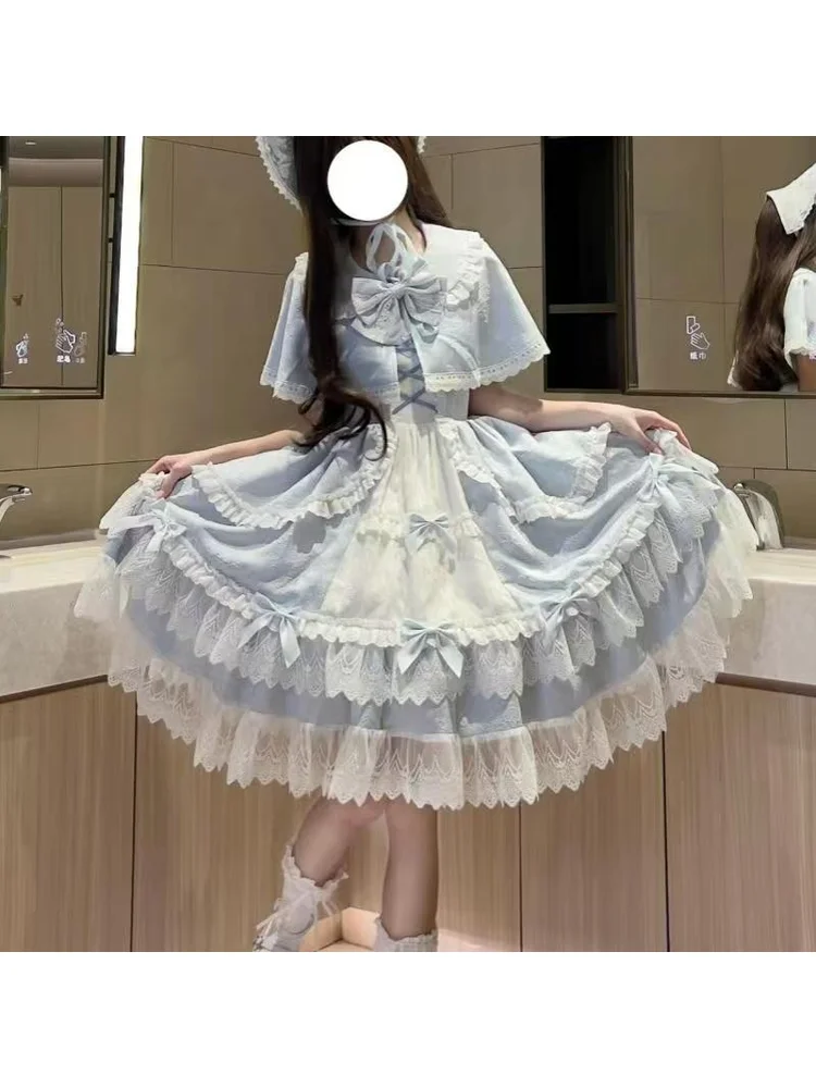 

Doll Secret Language Lolita Girl Dress Cute Princess Style Sweet And Elegant Cloak Strap Dress Western Dress