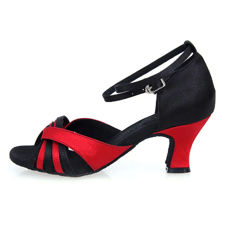

Летние красные и черные танцевальные туфли для квадратных танцев, новые женские туфли для латинских танцев на среднем высоком каблуке для взрослых на мягкой подошве