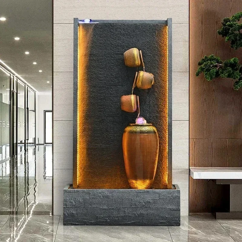 flowing water screen ornament, rockery landscaping company, courtyard circulating water floor decorat