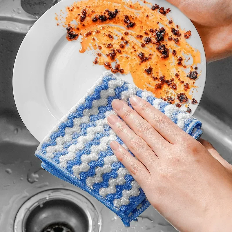 100/1PCS Super Absorbent Dishcloths Coral Fleece Cleaning Cloths Thickened Kitchen Washing Dish Rags Glass Windows Wipe Towels