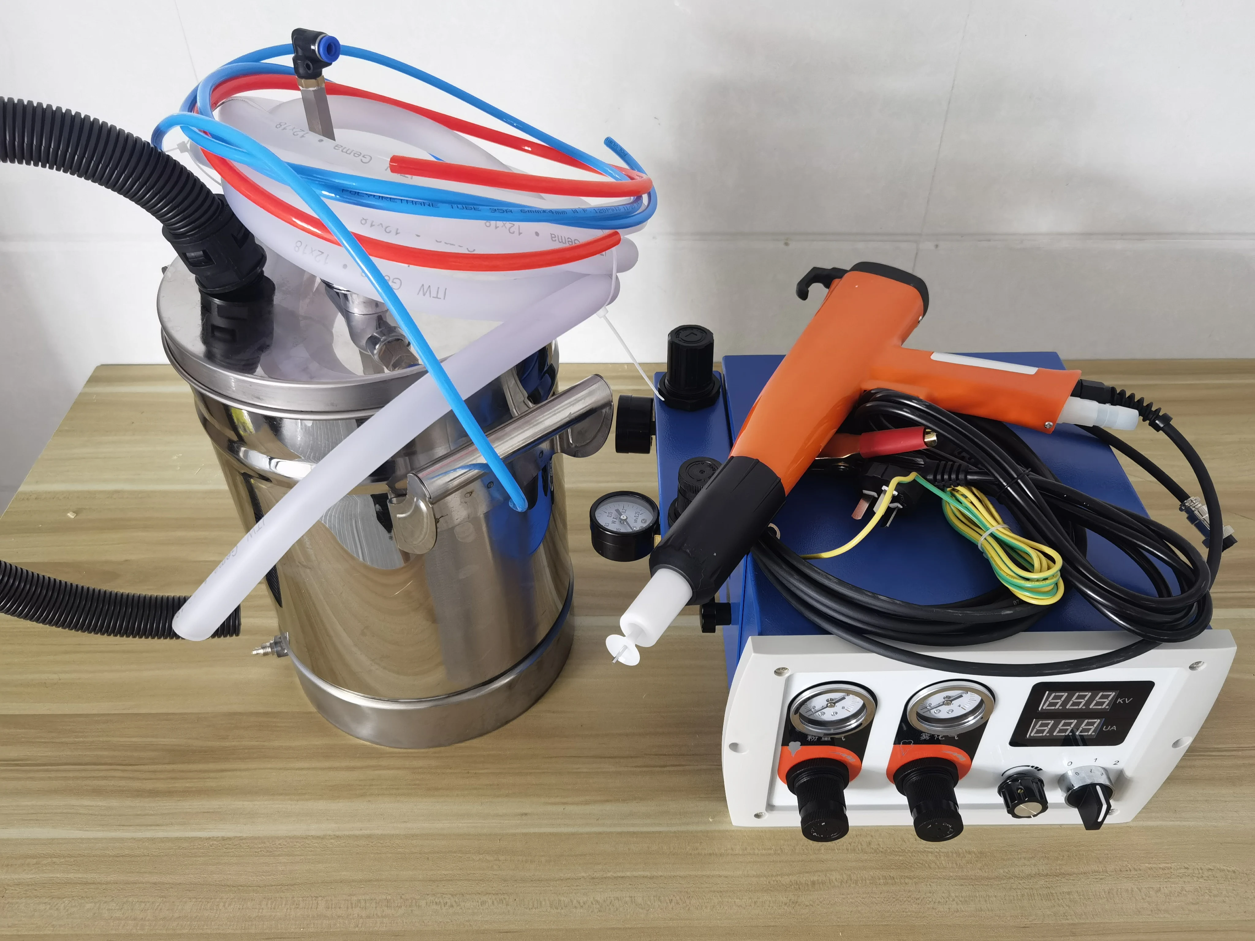 Lab Test Powder Coating Painting Machine Kit With Stainless steel bucket Powder Coating Spray Gun and 603 Painting Unit