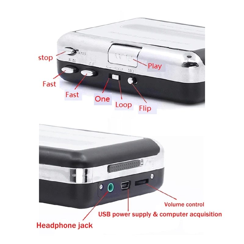 Cassette Player to MP3 Converter, Capture Audio Music Player, Converter Cassette On Tape para PC Laptop Via USB