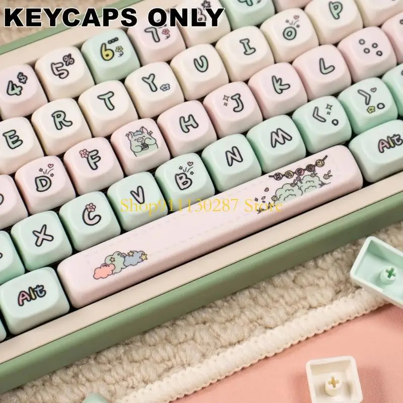 

J1HC 1 комплект колпачков для клавиш освежающего молочно-зеленого цвета, свинья, PBT, колпачки для ключей, профиль MOA для