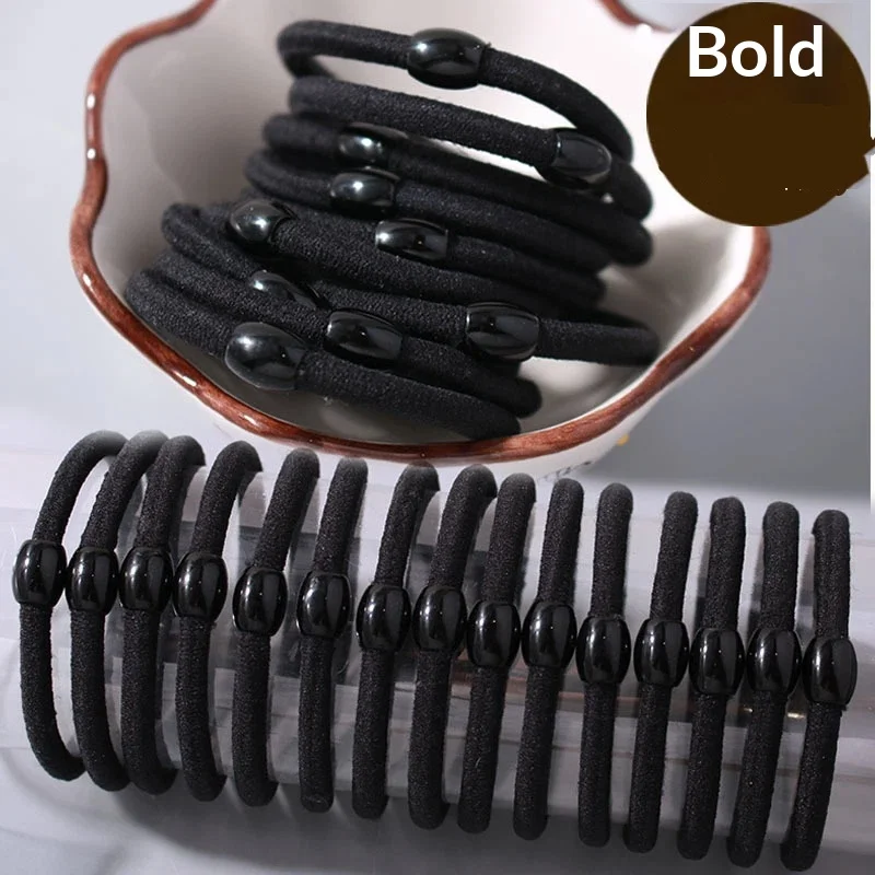 100/200 Stück Verstärkte Hochelastische Schwarze Haargummis für Damen, Stilvolle Einfache Haarbänder, Langlebige Haarbänder für Erwachsene – Detail 2