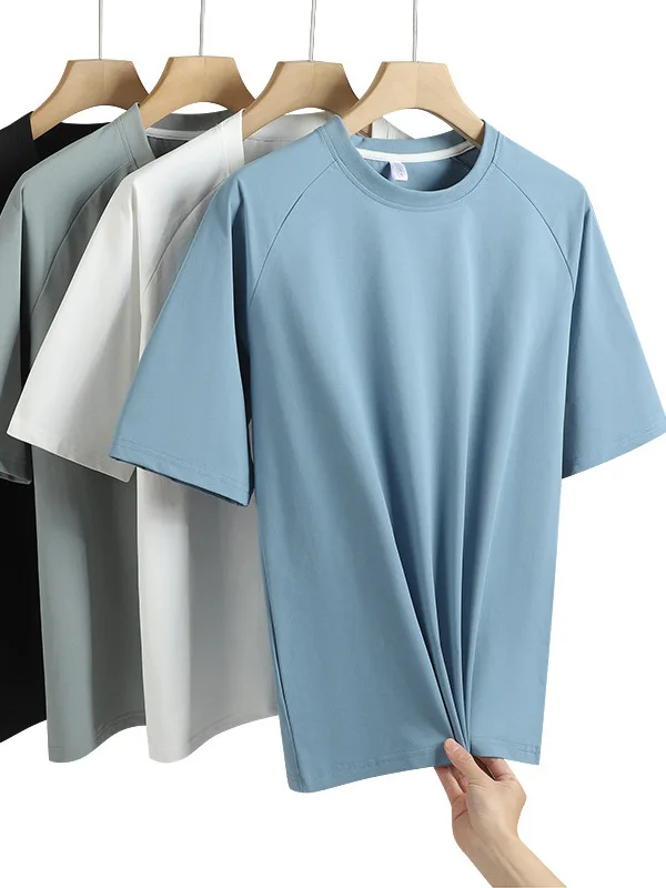 

Мужская футболка свободного кроя с круглым вырезом, дышащая, быстросохнущая, эластичная, повседневная, для больших размеров, летняя