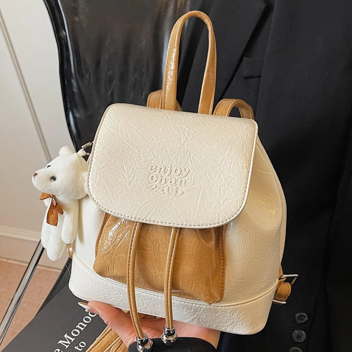 

2025 модный женский рюкзак в студенческом стиле, минималистичная повседневная сумка через плечо, студенческая сумка для книг с плечевым ремнем