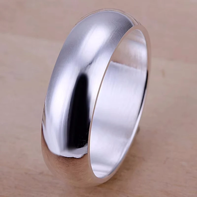 925 Sterling Silver Simple Polished Ring For Fashion Women Charm Wedding Party Gift Jewelry image 2