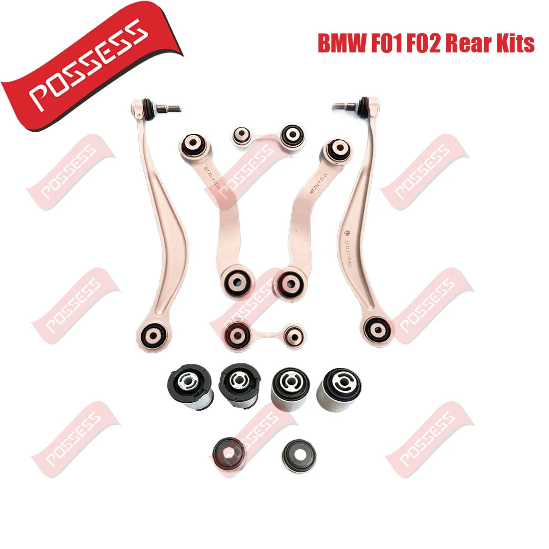 

12 Pieces Rear Suspension Control Arm Bushing Kits For BMW 7 Series F01 F02 F03 F04 5 Series GT F07 730i 730d 740i 740d 750i