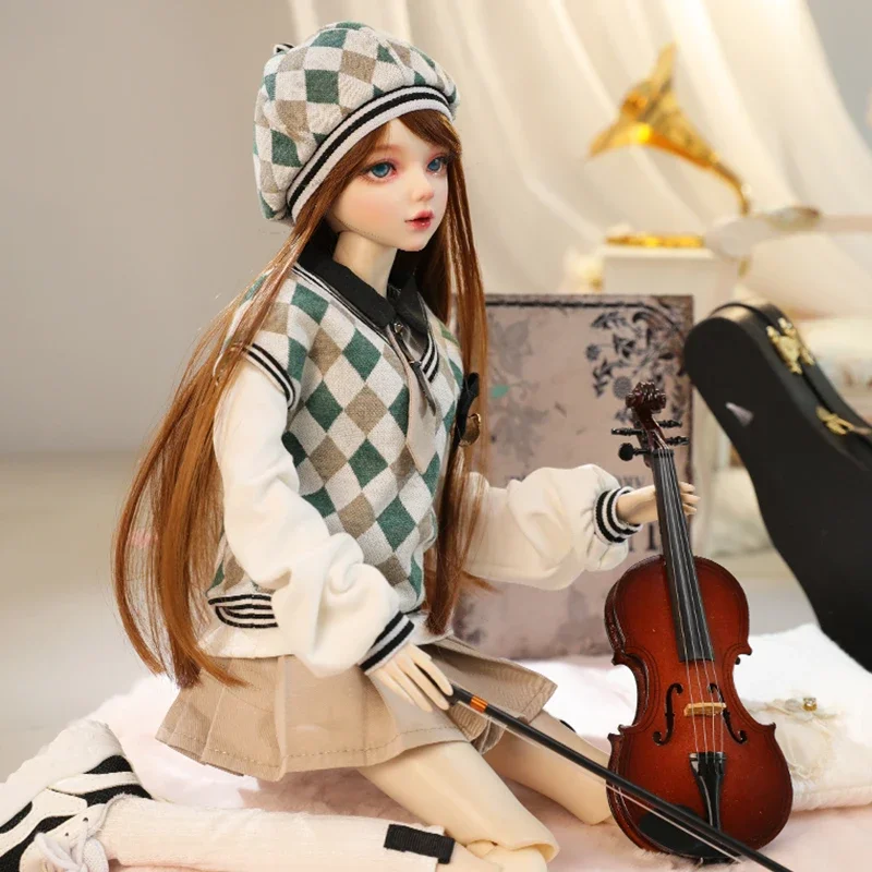 1/3 BJD Doll 60cm Fashion preppy girl dolls Designer makeup Dress Up Dolls Cute Cartoon Toys Collectible Model Kids Gifts