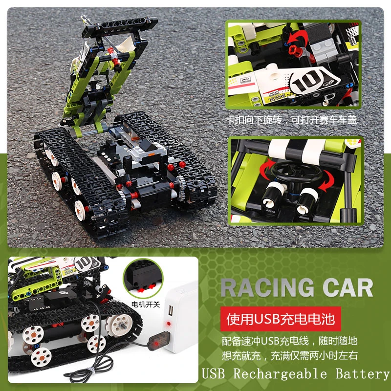 Mal King 13023 Bouwstenen Elektrische Afstandsbediening Bijgehouden Off-Road Voertuig Rc Auto Kinderen Assembleren Educatief Speelgoed