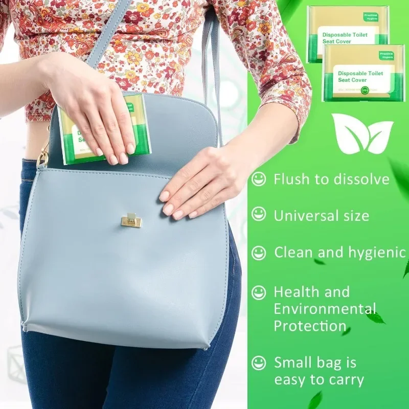 10/100 Einweg-Toilettensitzbezüge tragbar für Reisen Camping Hotels wasserlösliches wasserdichtes biologisch abbaubares Papier hygienisch leicht praktisch einfach zu benutzen ideal für unterwegs unverzichtbares Zubehör