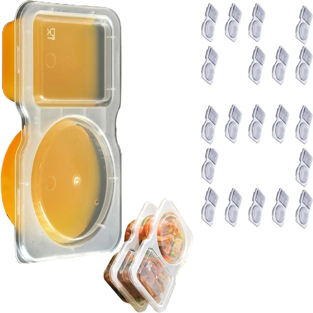 10pcs/20pcs Double Compartment Condiment Container, Divided Serving Tray With Lid, 2-Compartment Snack Box Organizer