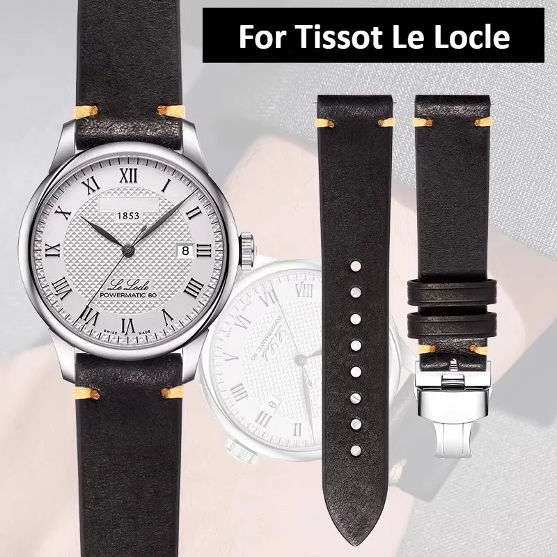 19mm High-quality genuine leather watch strap for men of Tissot Le Locle Seastar T41 T006 retro cowhide watch band Man
