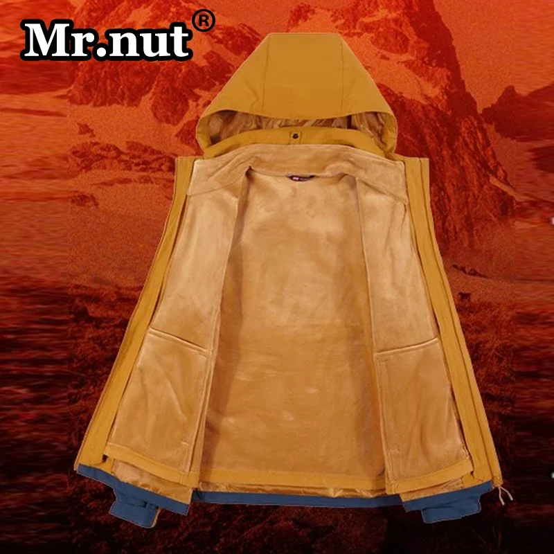 Mr.nut 3-in-1 Outdoor Jackets Windbreak Waterproof Autumn Winter Men's Jackets Removable 2-piece Set Camping Hooded Unisex Coat