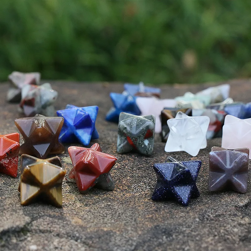 Natural Stone Mini Merkaba Star Protection Sacred Meditation Energy Generator Reiki Healing Crystals Decoration 1pc