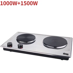 1500W Electric Stoves Stainless Steel Panel Cooktop Double Heating Plate Hot Thermostat Control Cooking Appliances Kitchen Home