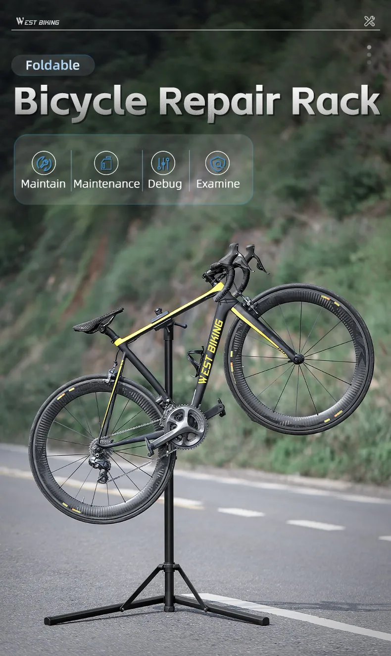 WEST BIKING Multifunktionaler Fahrrad-Reparaturständer, faltbarer Fahrrad-Ausstellungsständer, professioneller Fahrrad-Wartungsständer für Wand/Bodenmontage – Detail 1