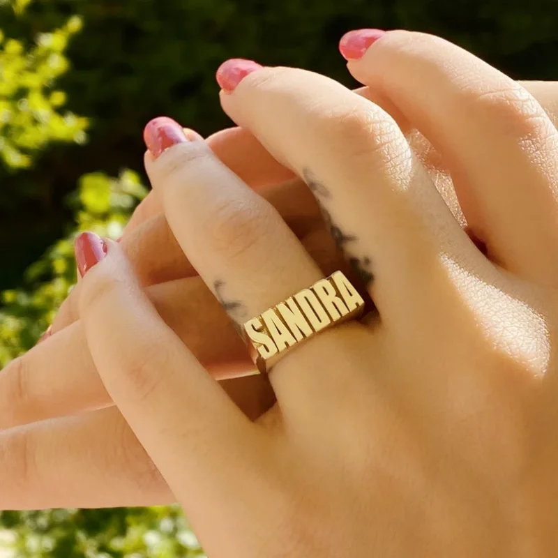 Custom Name Ring Personalized Men Women Golden Ring Jewelry Gifts For Mom and Dad Christmas Gift