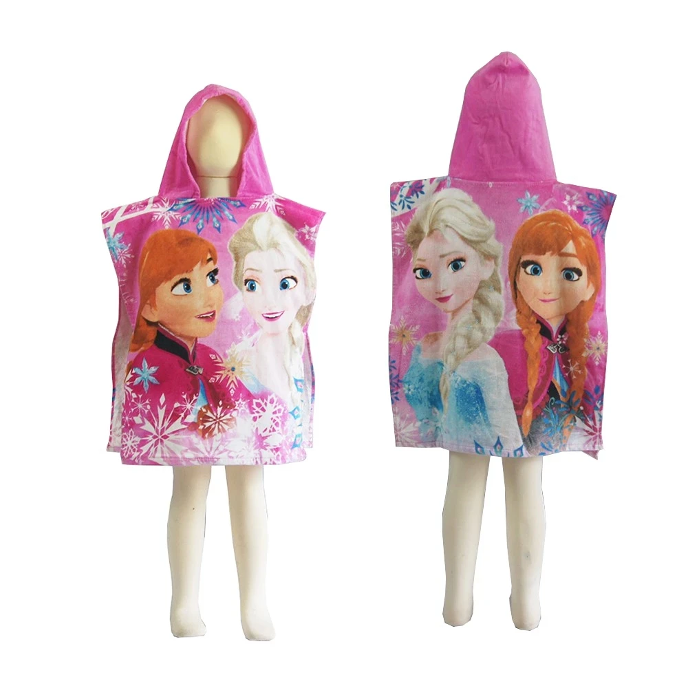 

2023 Disney Baby Hooded Bath Towel Frozen Princess Elsa Anna Cloak Bathrobe Toddler Girls Bathing Gift 50X110cm