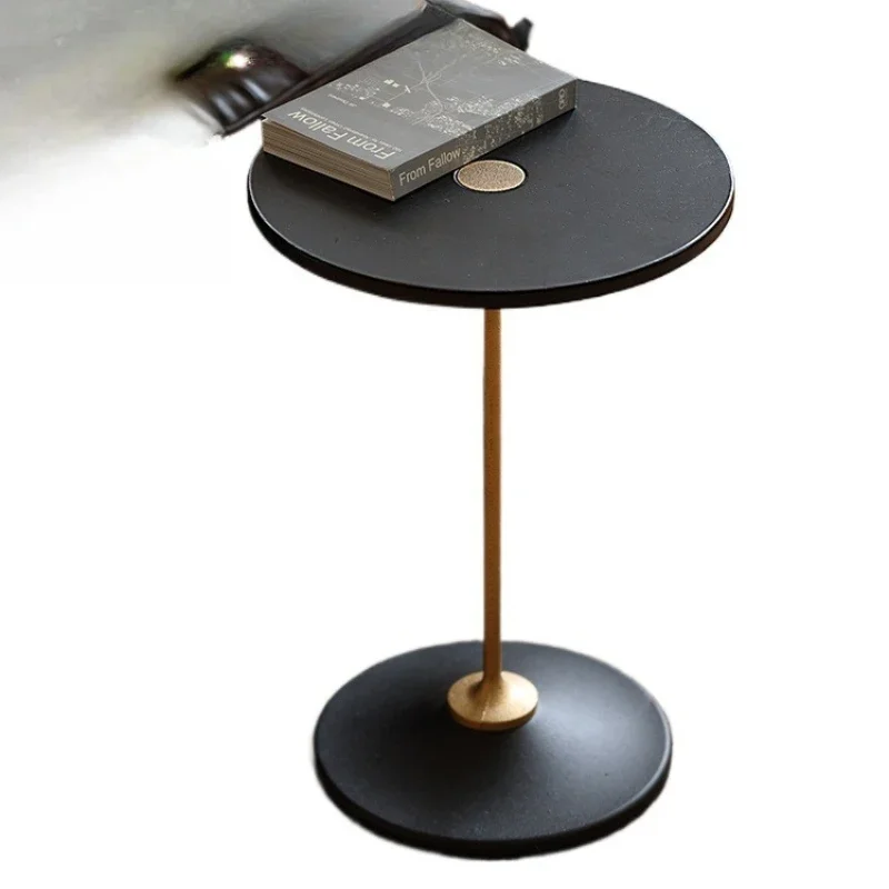 

Nordic imported oak solid wood cast iron round side table tea table