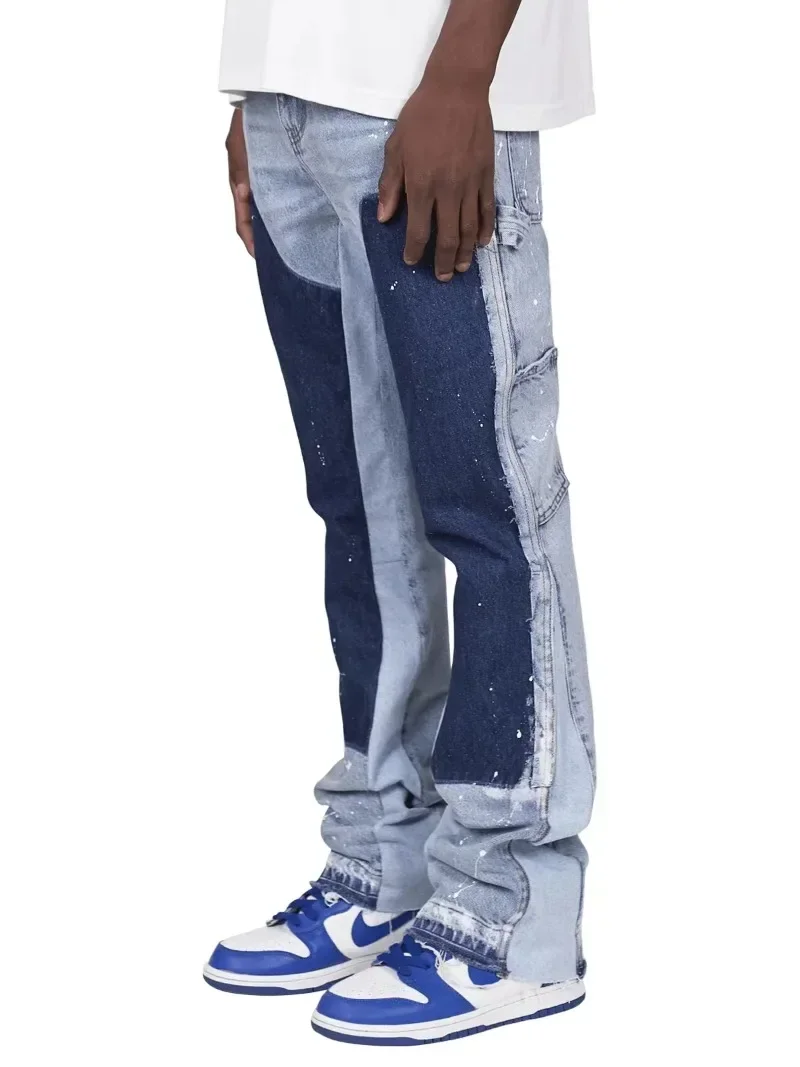 High street trend raw edge micro-flared skinny jeans Women Y2k pants  new biker rock style low-waisted stretch mop pants
