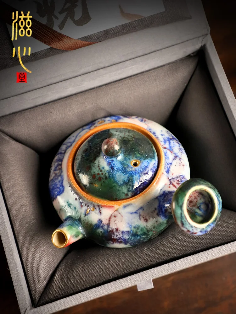 High-End Japanese-Style Zhanyao Glazed Teapot Firewood Stoneware Handmade Set Miji Single
