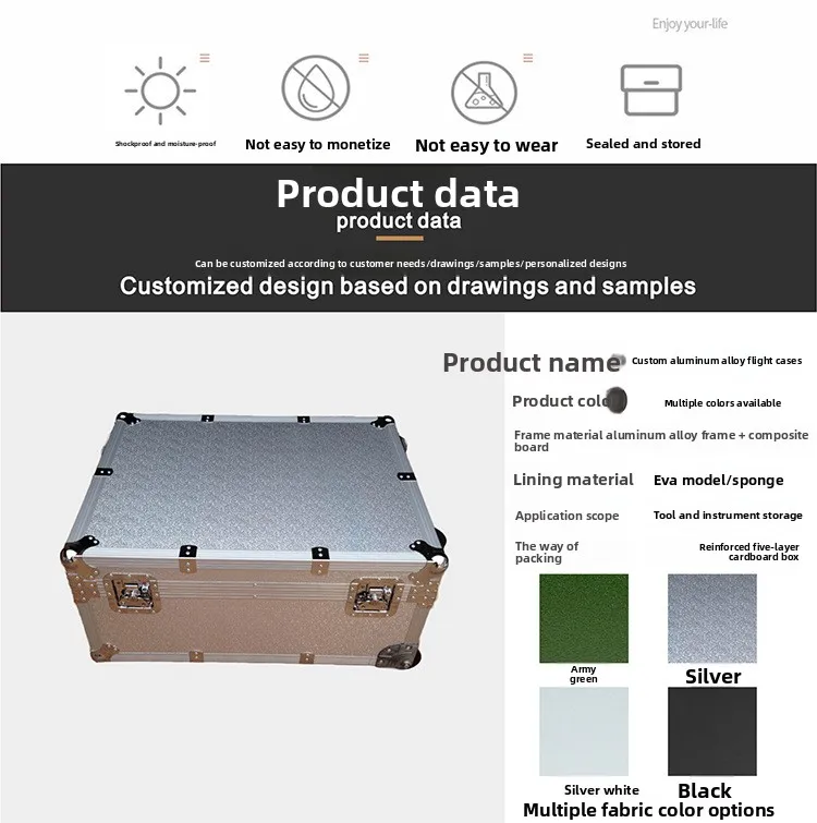 Durable Custom Aluminum Alloy Instrument Case Portable Equipment Sample Display Aviation Storage Box