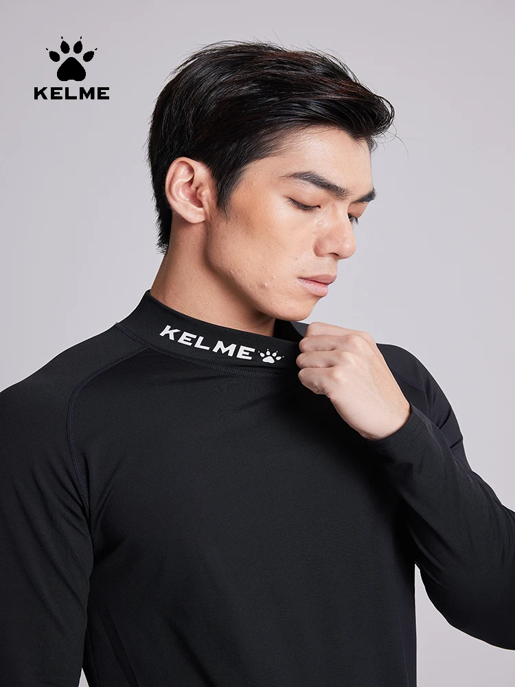 KELME Compression Tights Men Fitness Training Fleece Elasticity t-shirt Long Sleeves Quick-drying Running Shirt 8161TL1004