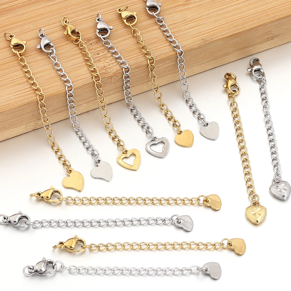 5–10 Stück Edelstahl-Verlängerungsketten mit Karabinerverschlüssen, Schwanzketten-Verbinder für die Schmuckherstellung, DIY-Armbänder, Halsketten – Detail 6