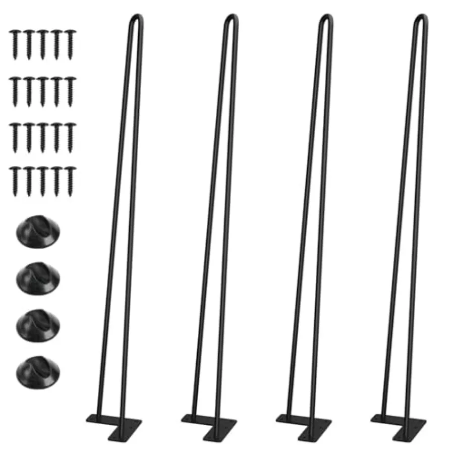 

Ножки для стола Hairpin, 2,3 дюйма, цельнометаллические, для самостоятельной сборки скамьи, стола, стульев, обеденного или приставного столика - Комплект из углеродистой стали, сверхпрочные мебельные ножки