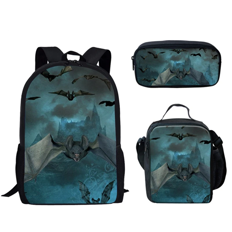 

Classic Popular New Halloween Naughty Bat 3D Print 3pcs/Set Student School Bags Laptop Daypack Backpack Lunch bag Pencil Case