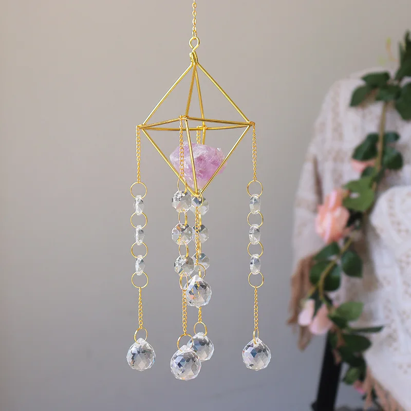 Home Decor Moon Star Crystal Sun Catcher Garden Light Collection Ornaments Hanging Prism Pendant Garden Pendant Decoration Craft
