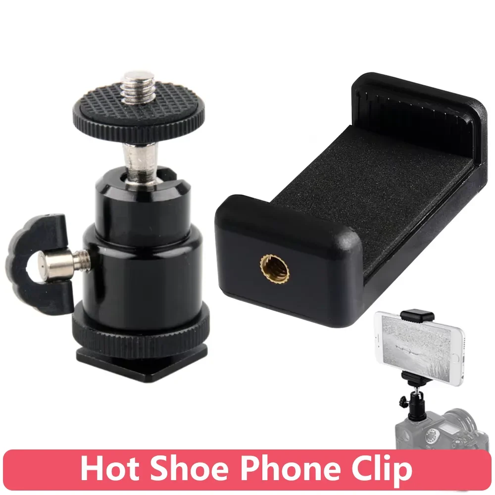Hot Shoe Phone Clip Universal Moblie Phone Holder Bracket With Mount 1/4 Screw Tripod Monopod Stand For SLR Camera