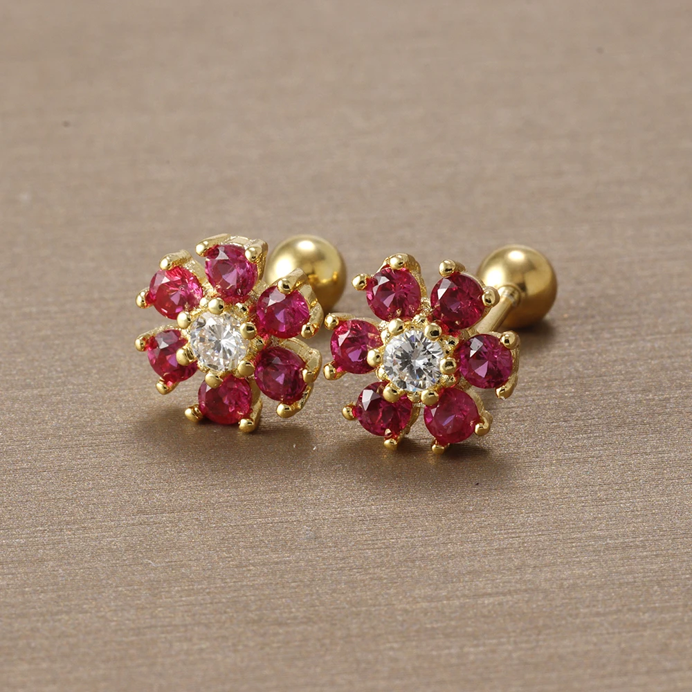 Women's Light Luxury Zircon Flower Stud Earrings